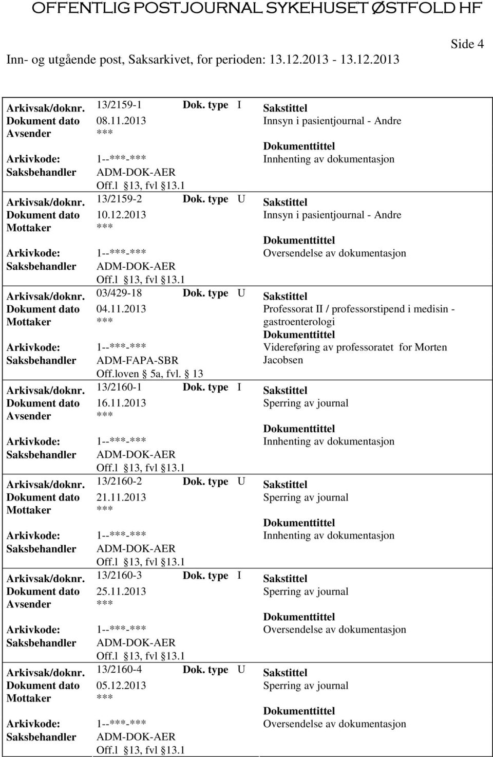 2013 Professorat II / professorstipend i medisin - gastroenterologi Videreføring av professoratet for Morten Jacobsen Off.loven 5a, fvl. 13 Arkivsak/doknr.