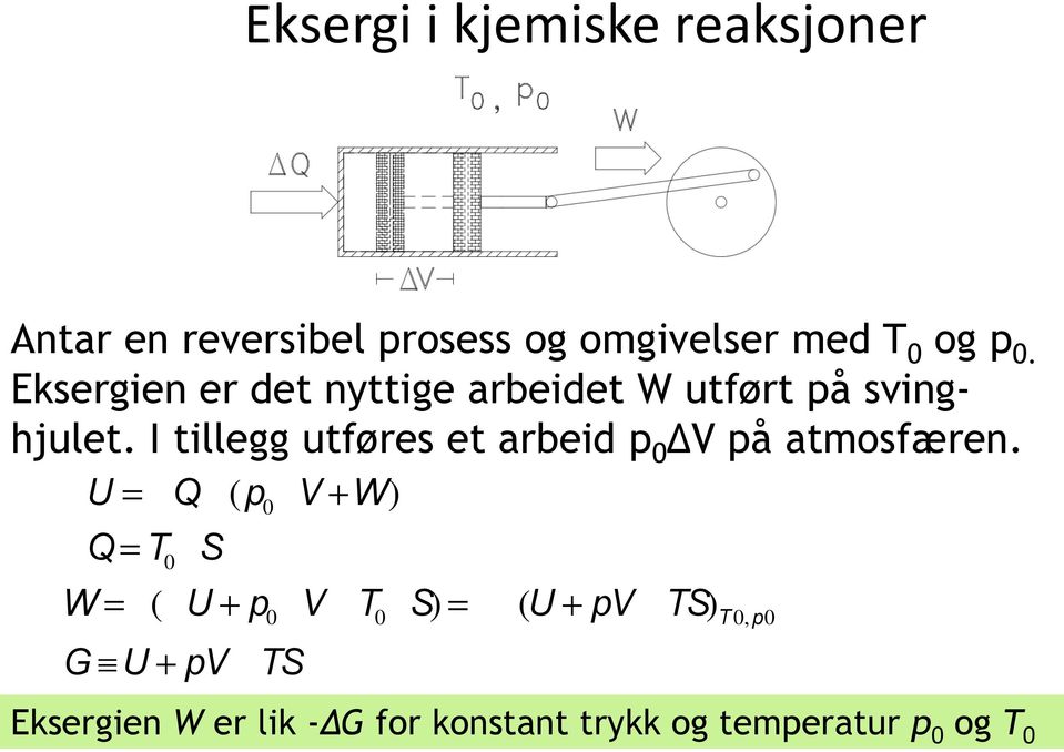 I tillegg utføres et arbeid p 0 V på atmosfæren.