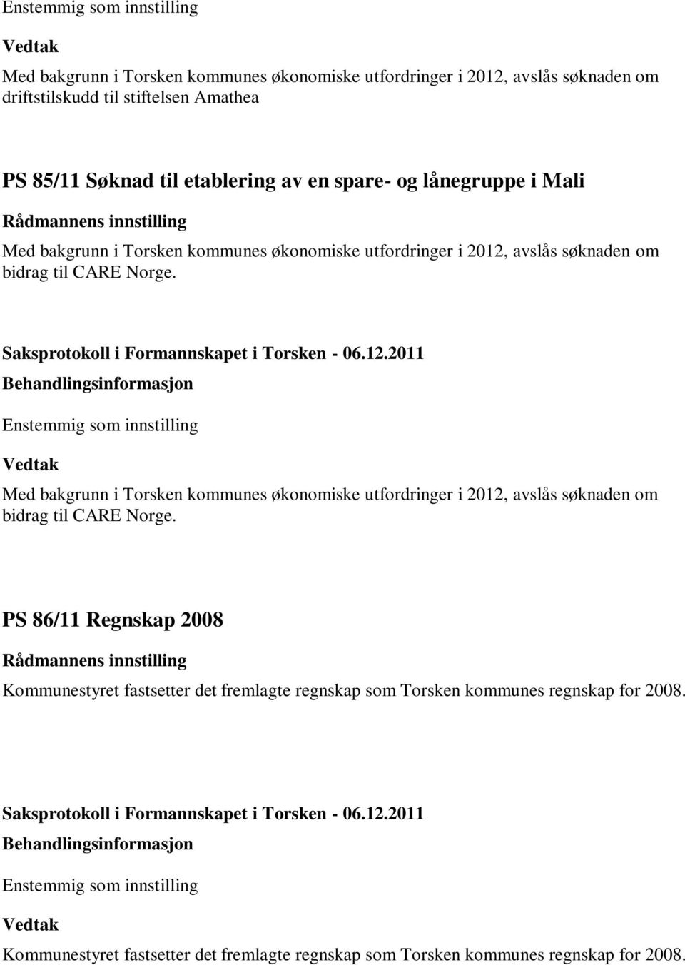 bidrag til CARE Norge.