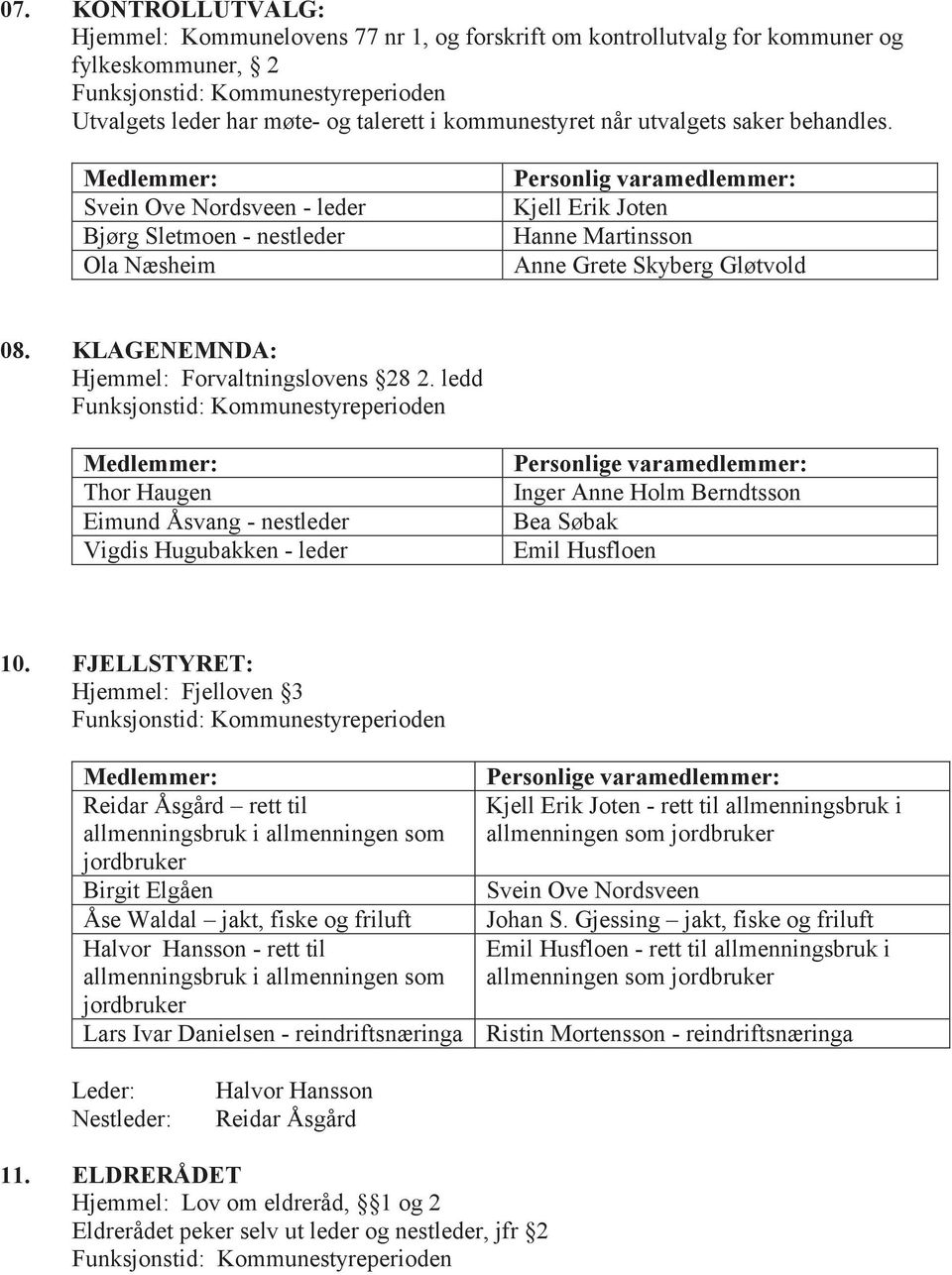 KLAGENEMNDA: Hjemmel: Forvaltningslovens 28 2. ledd Thor Haugen Eimund Åsvang - nestleder Vigdis Hugubakken - leder Personlige varamedlemmer: Bea Søbak Emil Husfloen 10.