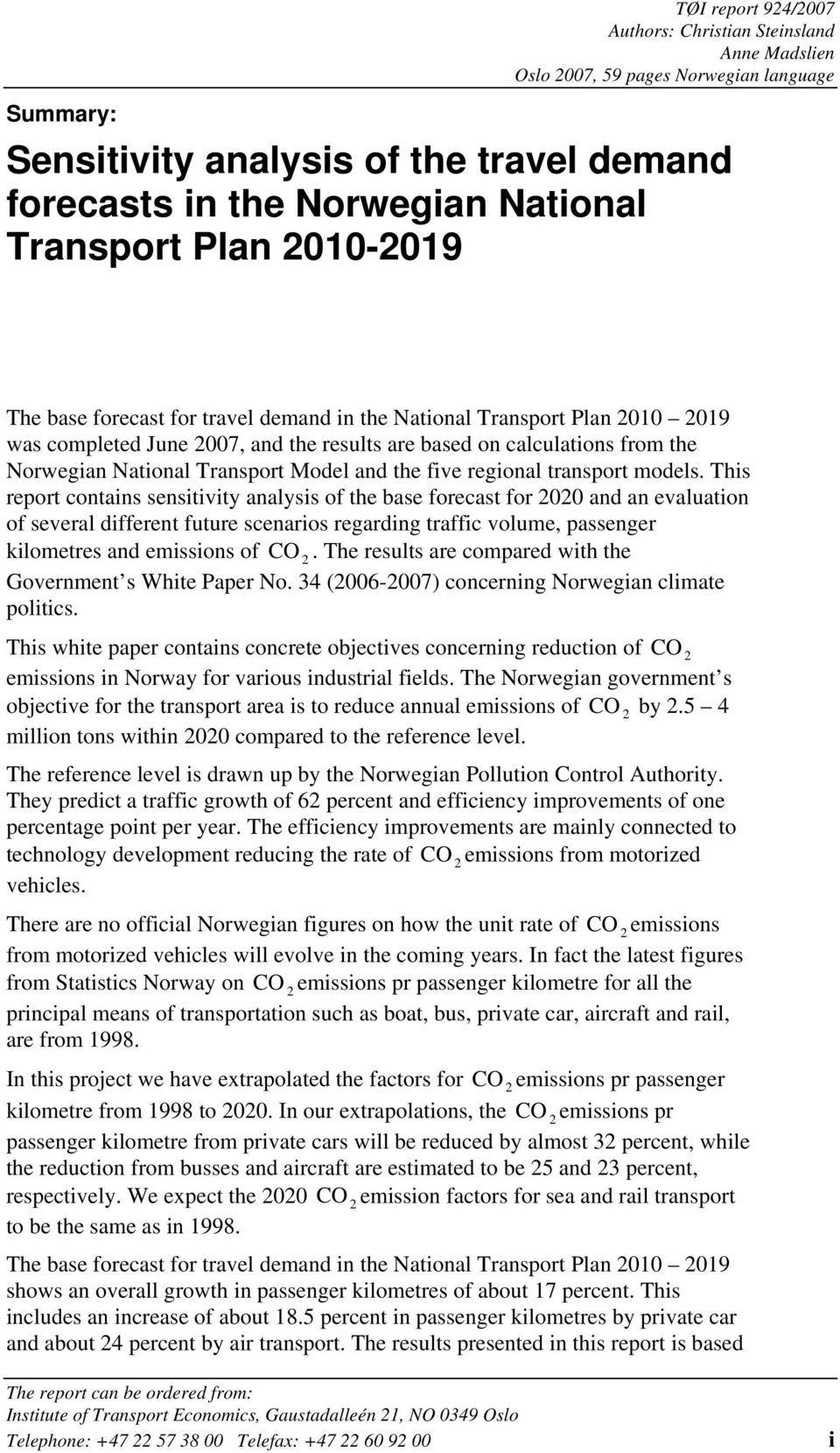 Model and the five regional transport models.