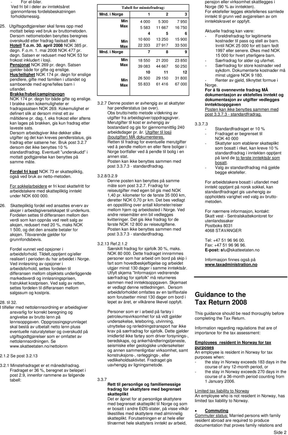 Pensjonat NOK 269 pr. døgn. Satsen gjelder både for gifte og enslige. Hus/leilighet NOK 174 pr. døgn for enslige pendlere, gifte med familien i utlandet og samboende med egne/felles barn i utlandet.