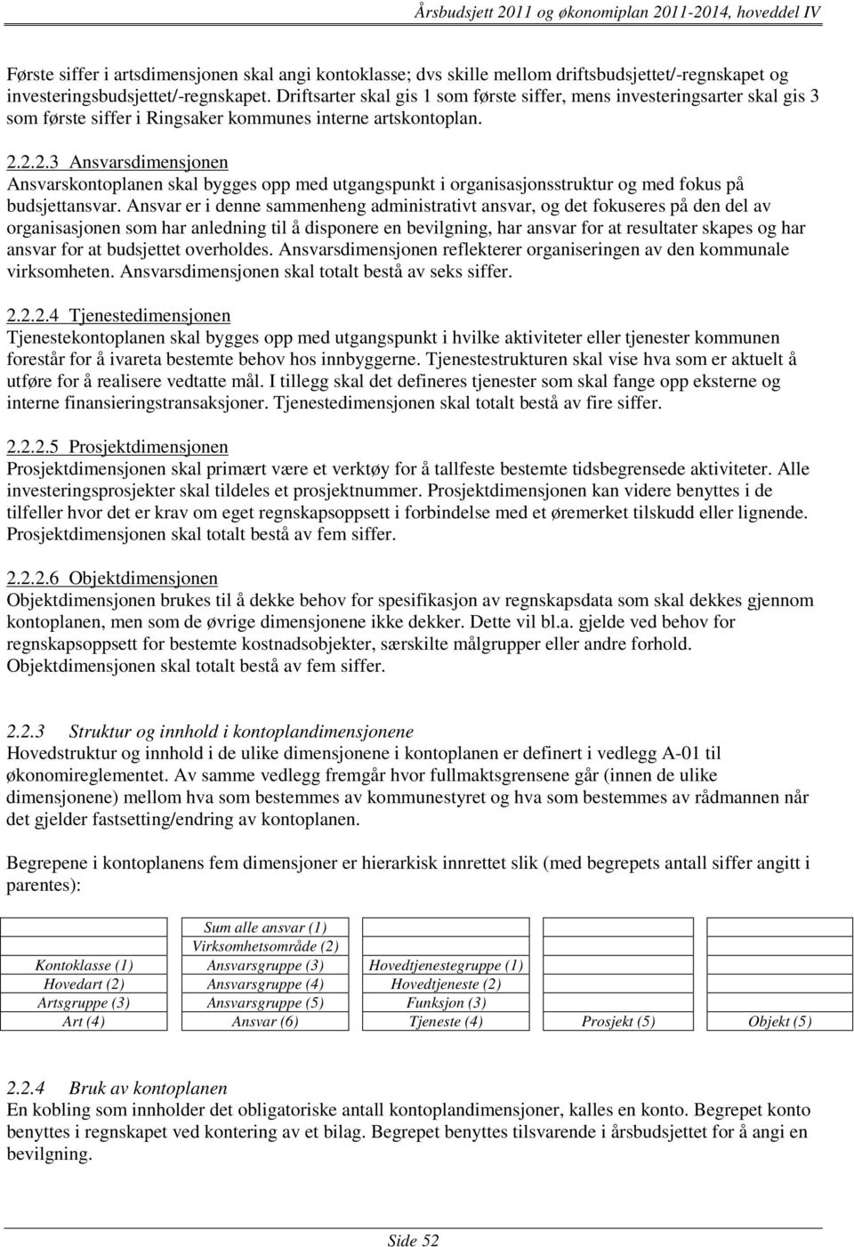 2.2.3 Ansvarsdimensjonen Ansvarskontoplanen skal bygges opp med utgangspunkt i organisasjonsstruktur og med fokus på budsjettansvar.