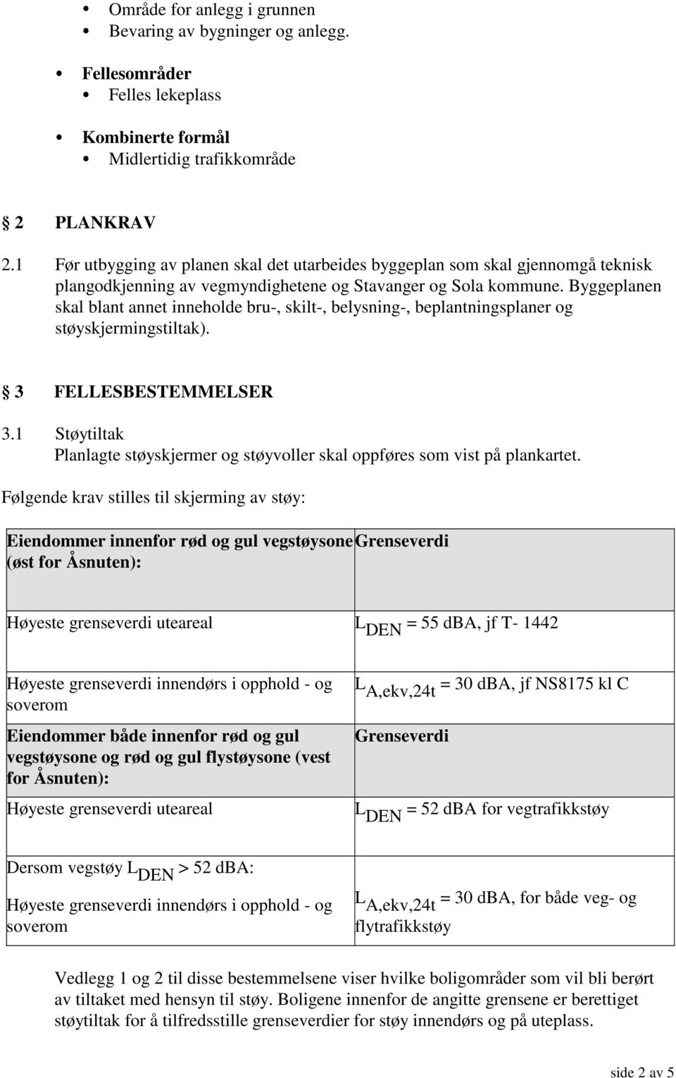 Byggeplanen skal blant annet inneholde bru-, skilt-, belysning-, beplantningsplaner og støyskjermingstiltak). 3 FELLESBESTEMMELSER 3.