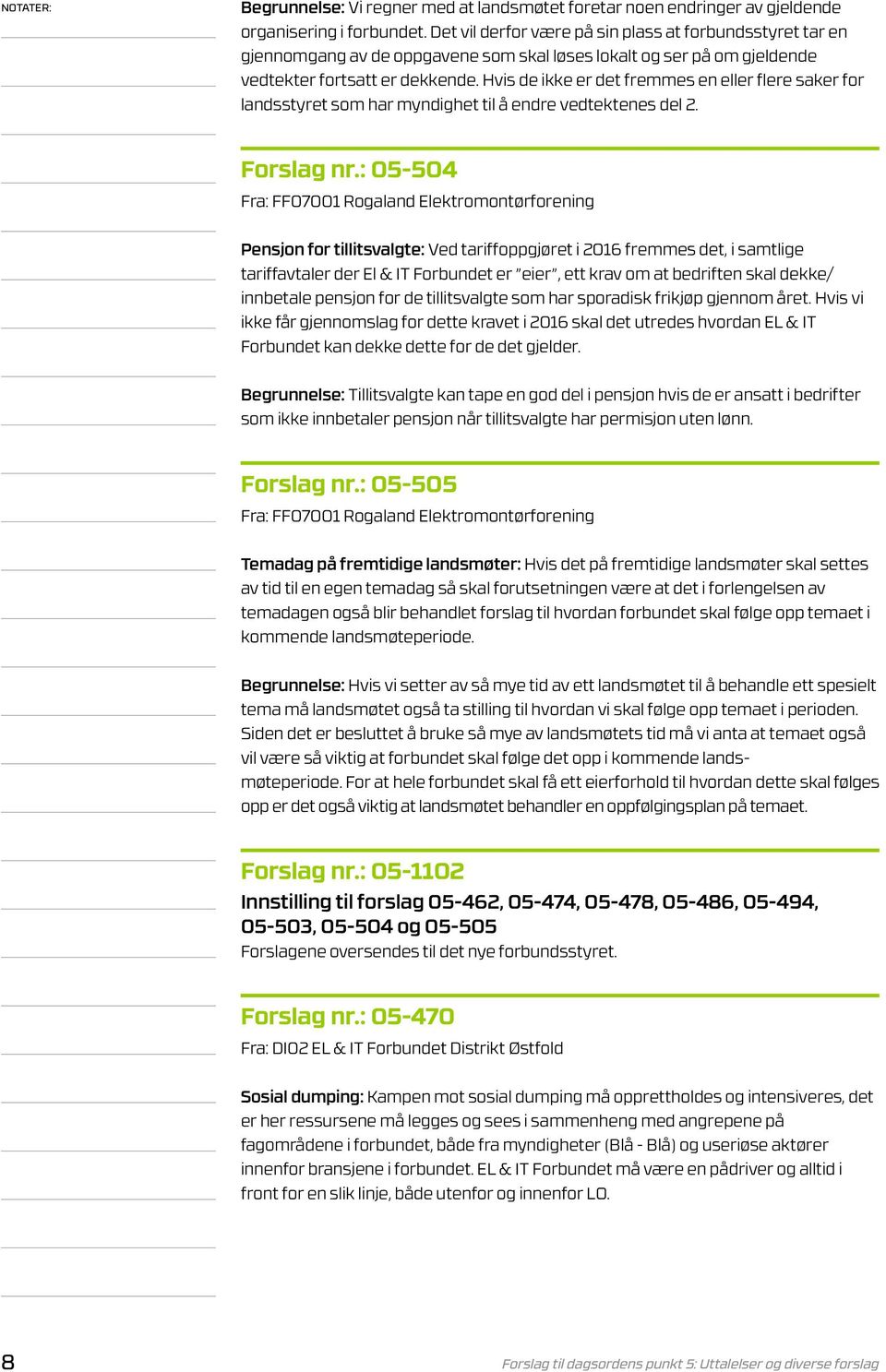 Hvis de ikke er det fremmes en eller flere saker for landsstyret som har myndighet til å endre vedtektenes del 2. Forslag nr.