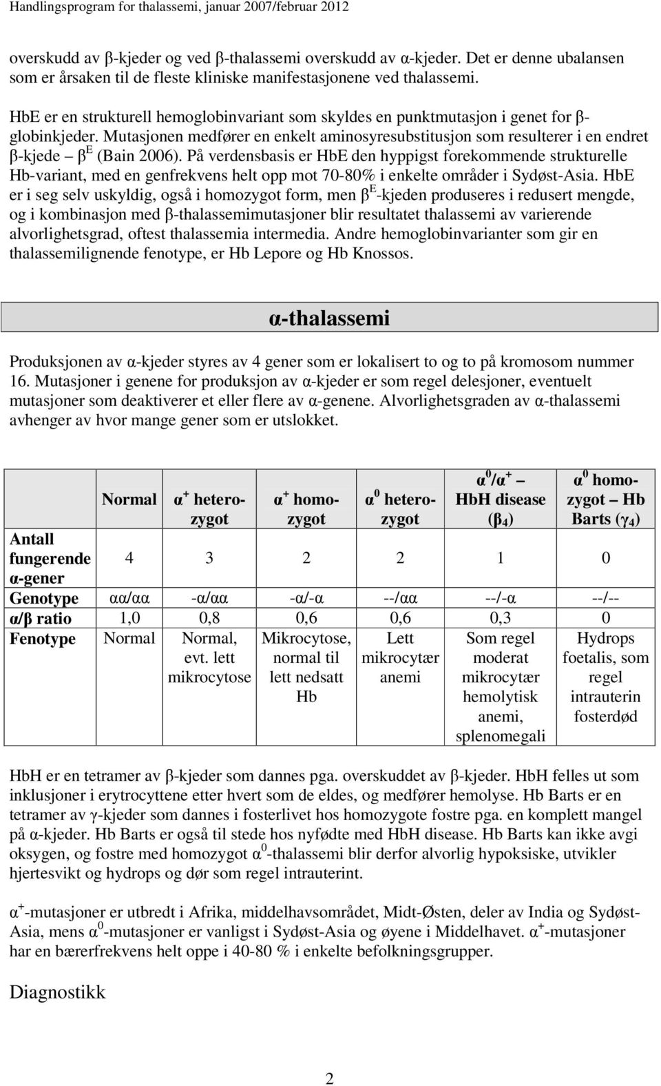 Mutasjonen medfører en enkelt aminosyresubstitusjon som resulterer i en endret β-kjede β E (Bain 2006).