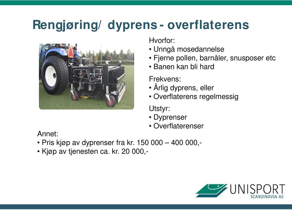 eller Overflaterens regelmessig Utstyr: Dyprenser Overflaterenser Annet: