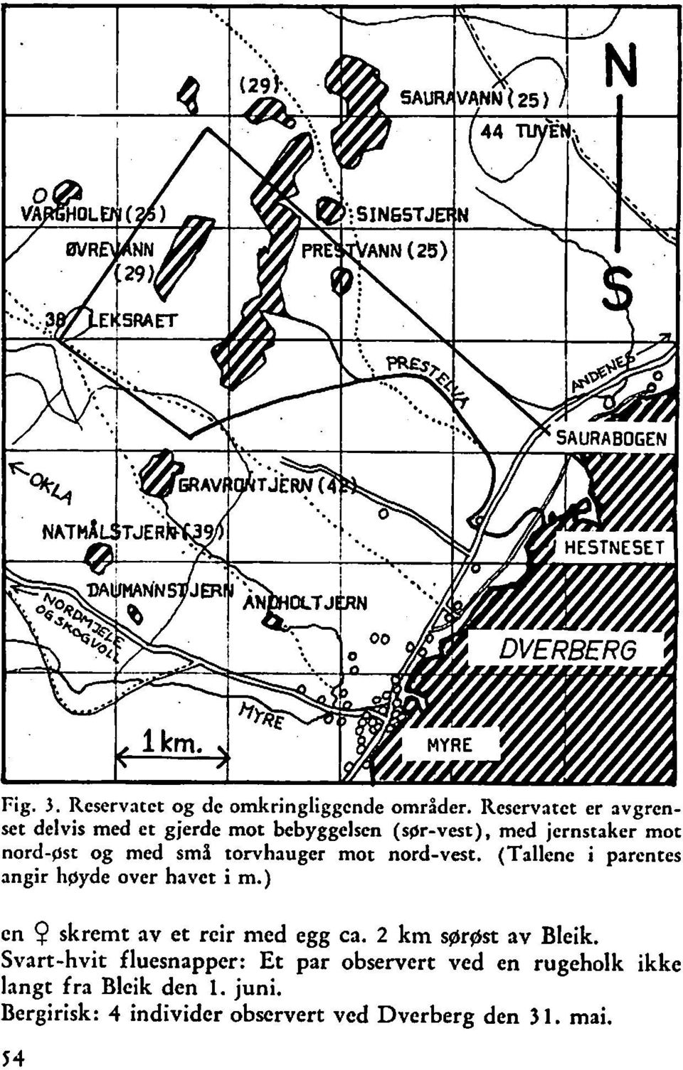 smi torvhauger mot nord-vest. (Tallene i parentes angir hgyde over havet i m.