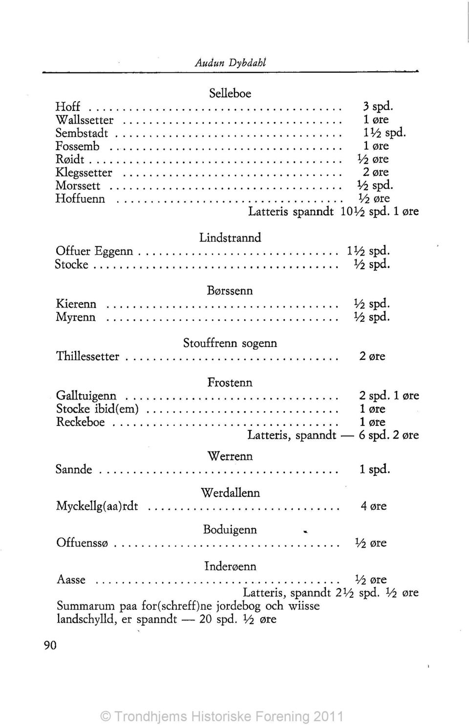 1;2 spd. Stouffrenn sogenn Thillessetter................................. 2 øre Frostenn Galltuigenn... 2 spd. 1 øre Stocke ibid( em)... 1 øre Reckeboe................................... 1 øre Latteris, spanndt - 6 spd.