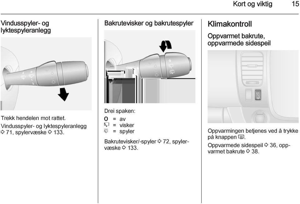 Vindusspyler- og lyktespyleranlegg 3 71, spylervæske 3 133.