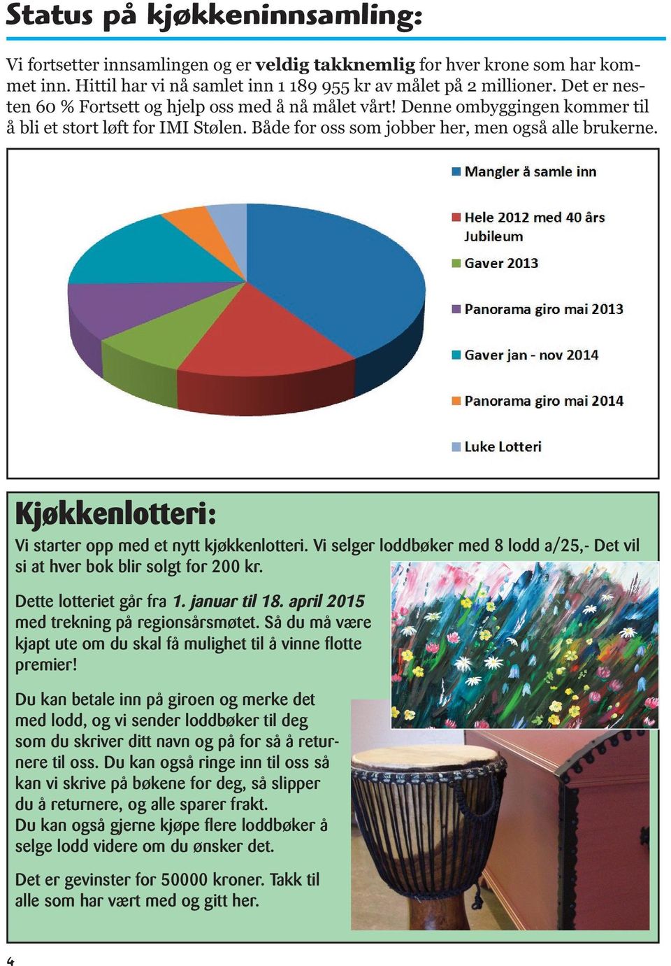 Kjøkkenlotteri: Vi starter opp med et nytt kjøkkenlotteri. Vi selger loddbøker med 8 lodd a/25,- Det vil si at hver bok blir solgt for 200 kr. Dette lotteriet går fra 1. januar til 18.