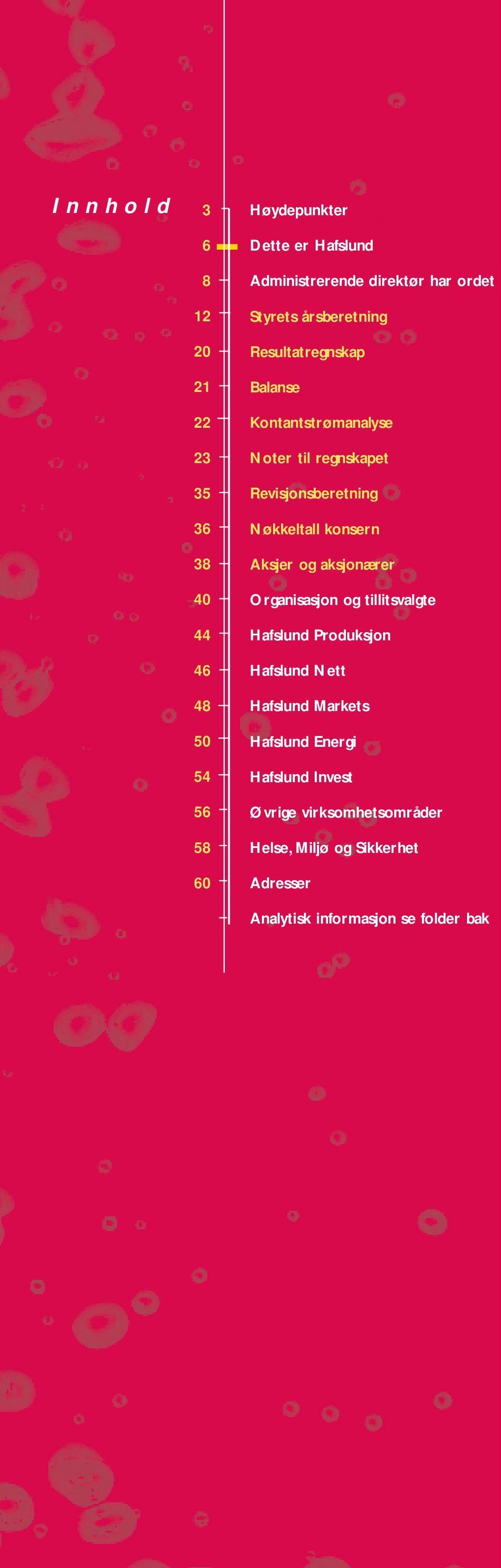 Nøkkeltall konsern Aksjer og aksjonærer Organisasjon og tillitsvalgte Hafslund Produksjon Hafslund Nett Hafslund Markets