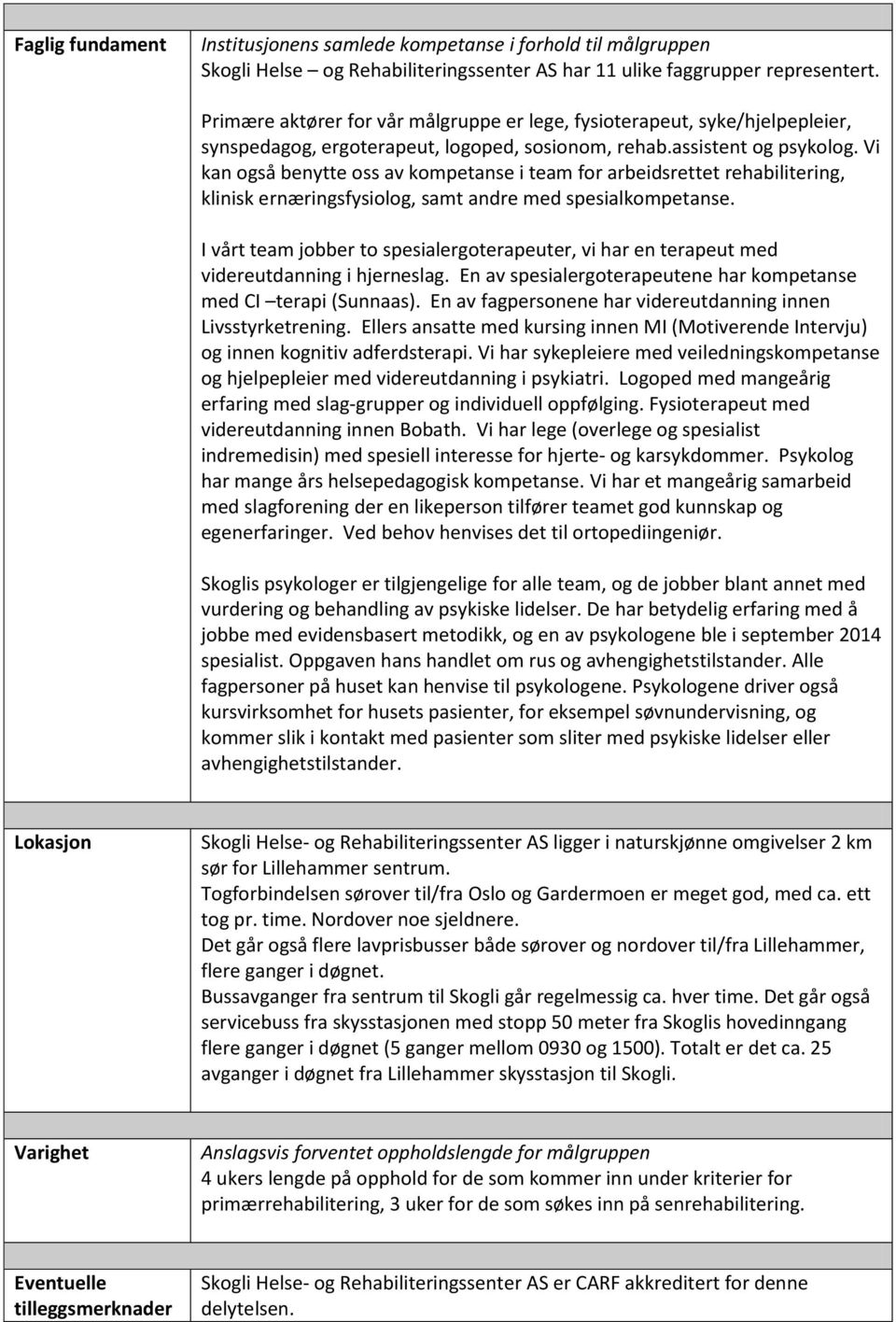 Vi kan også benytte oss av kompetanse i team for arbeidsrettet rehabilitering, klinisk ernæringsfysiolog, samt andre med spesialkompetanse.