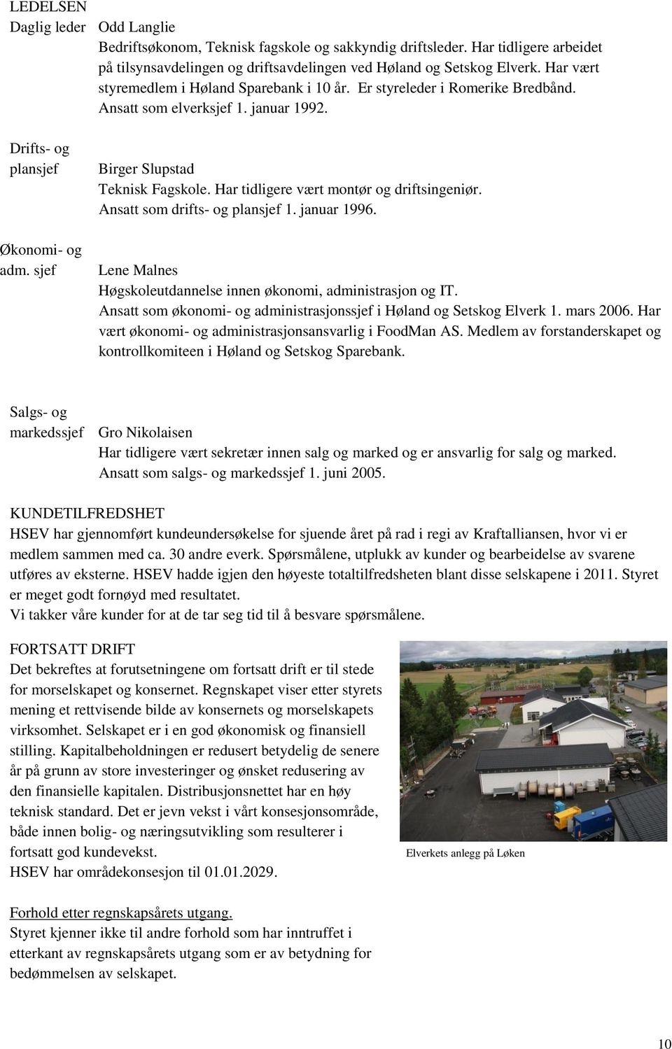 Har tidligere vært montør og driftsingeniør. Ansatt som drifts- og plansjef 1. januar 1996. Lene Malnes Høgskoleutdannelse innen økonomi, administrasjon og IT.