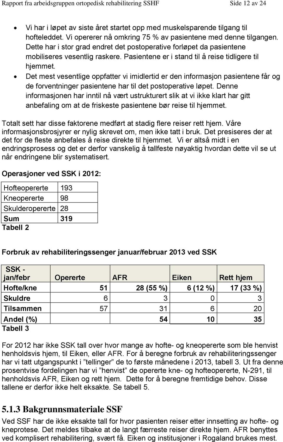 Pasientene er i stand til å reise tidligere til hjemmet. Det mest vesentlige oppfatter vi imidlertid er den informasjon pasientene får og de forventninger pasientene har til det postoperative løpet.