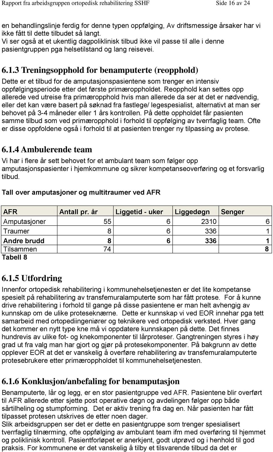 3 Treningsopphold for benamputerte (reopphold) Dette er et tilbud for de amputasjonspasientene som trenger en intensiv oppfølgingsperiode etter det første primæroppholdet.