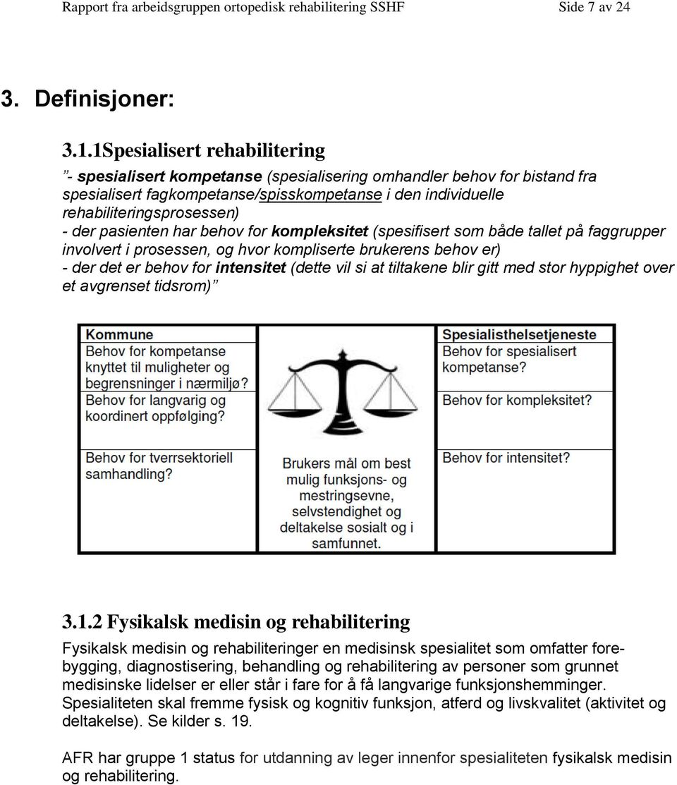 pasienten har behov for kompleksitet (spesifisert som både tallet på faggrupper involvert i prosessen, og hvor kompliserte brukerens behov er) - der det er behov for intensitet (dette vil si at