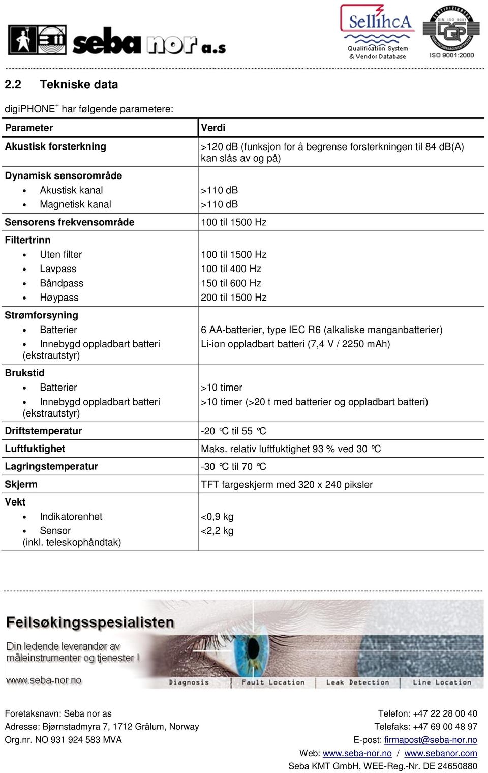 forsterkningen til 84 db(a) kan slås av og på) >110 db >110 db 100 til 1500 Hz 100 til 1500 Hz 100 til 400 Hz 150 til 600 Hz 200 til 1500 Hz 6 AA-batterier, type IEC R6 (alkaliske manganbatterier)