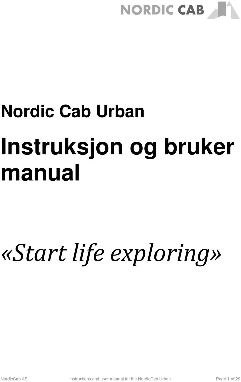 NordicCab AS Instructions and user