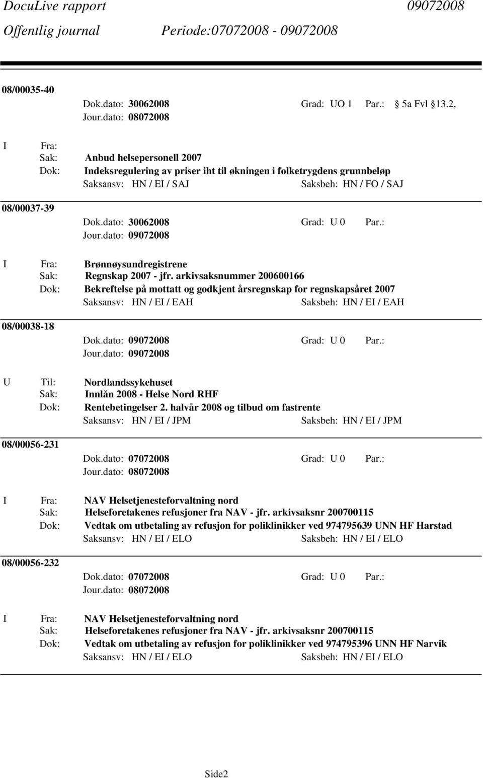 dato: 30062008 Grad: U 0 Par.: I Fra: Brønnøysundregistrene Sak: Regnskap 2007 - jfr.