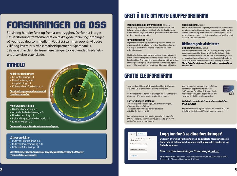 KOLLEKTIVE FORSIKRINGER NOFs GRUPPEFORSIKRING Dødsfallsdkg og Ufødkg (S sd 6) Dødsfall og Abdsuføh (dsa abdsv) som følg av kgshadlg dkks fa føs dag jsomåd md kgssko.