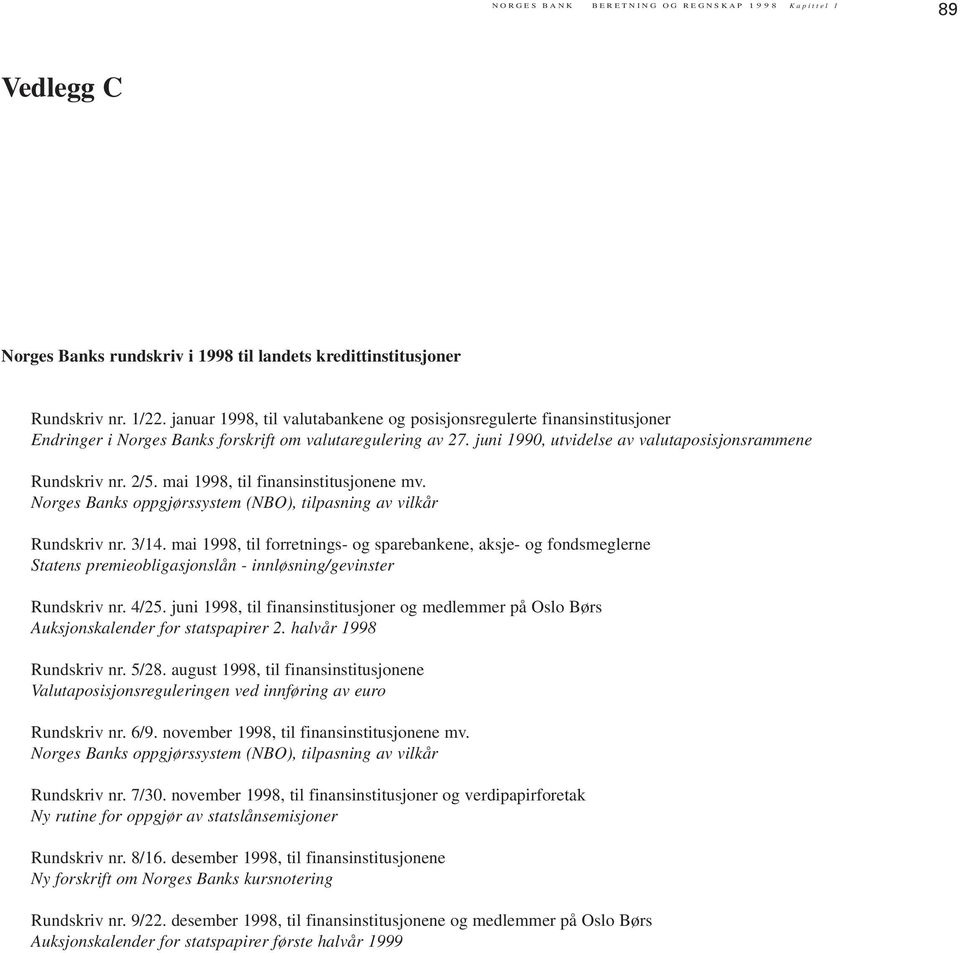 mai 1998, til finansinstitusjonene mv. Norges Banks oppgjørssystem (NBO), tilpasning av vilkår Rundskriv nr. 3/14.