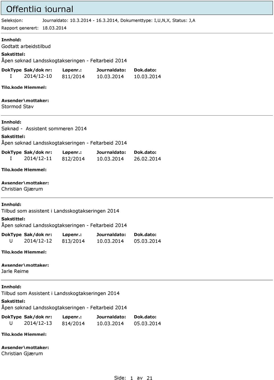 Landsskogtakseringen - Feltarbeid 2014 2014/12-11 812/2014 26.02.