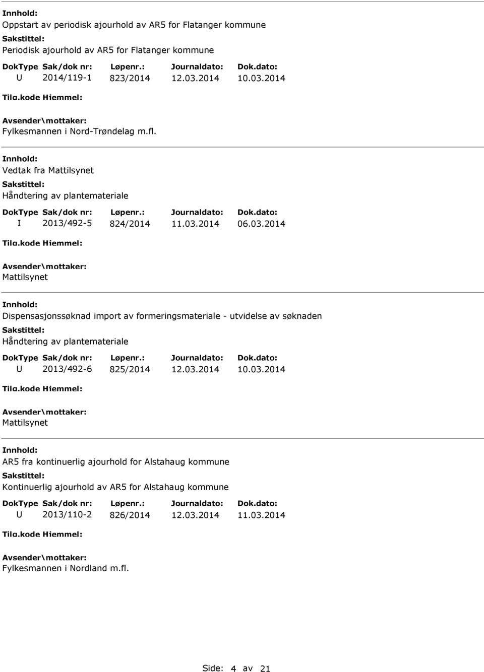 2014 Mattilsynet Dispensasjonssøknad import av formeringsmateriale - utvidelse av søknaden Håndtering av plantemateriale 2013/492-6 825/2014