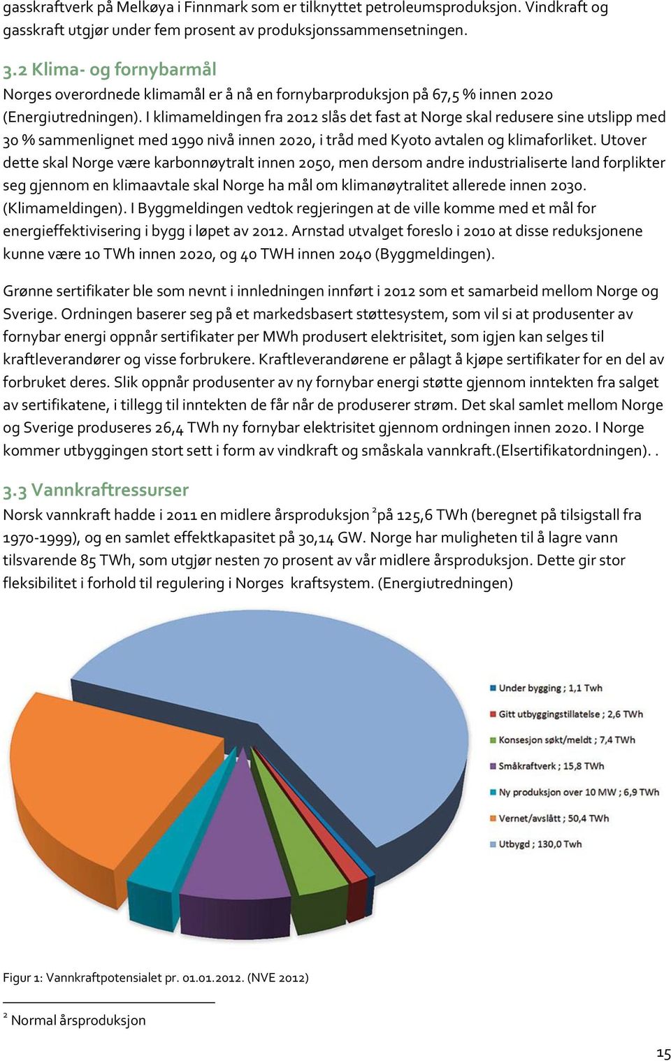 I klimameldingen fra 2012 slås det fast at Norge skal redusere sine utslipp med 30 % sammenlignet med 1990 nivå innen 2020, i tråd med Kyoto avtalen og klimaforliket.