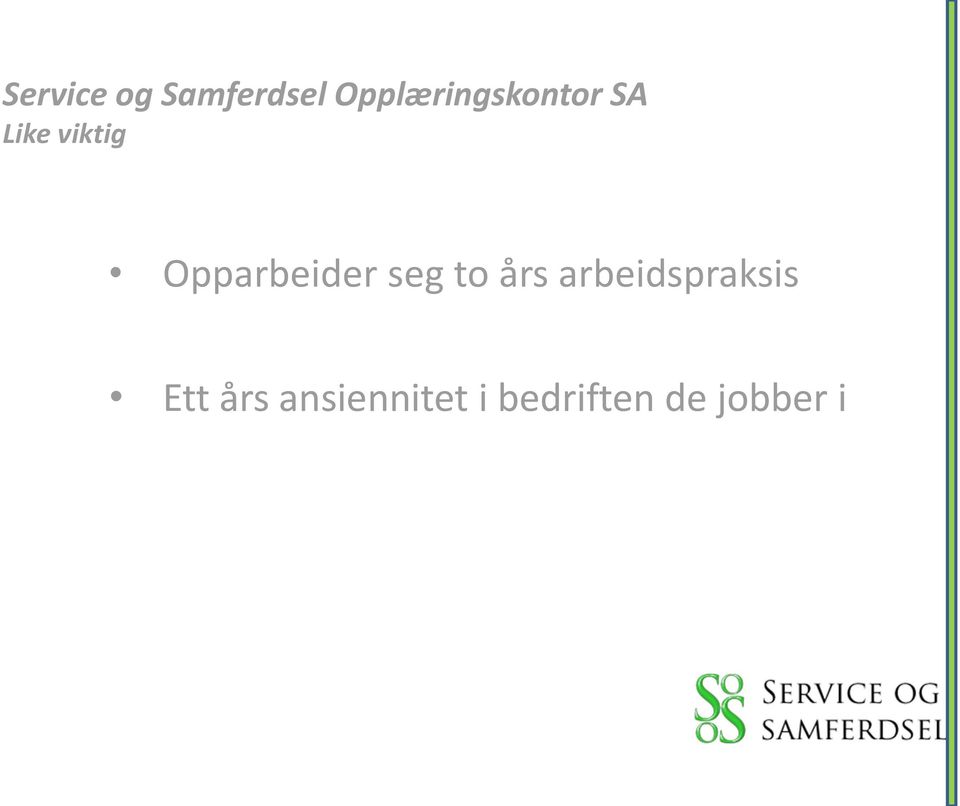 arbeidspraksis Ett års