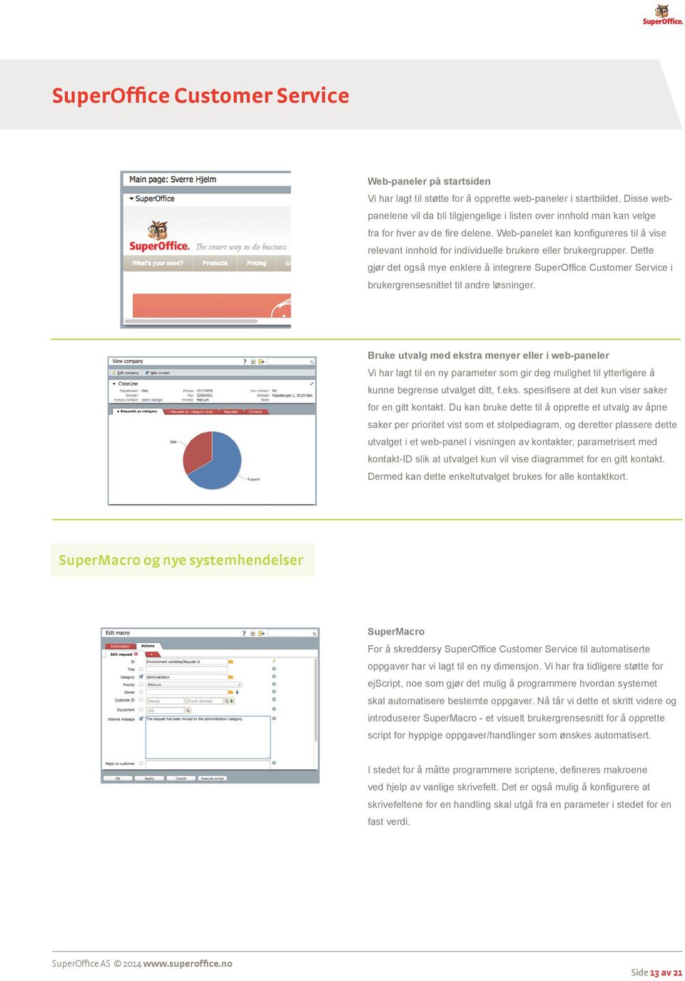 Web-panelet kan konfigureres til å vise relevant innhold for individuelle brukere eller brukergrupper.