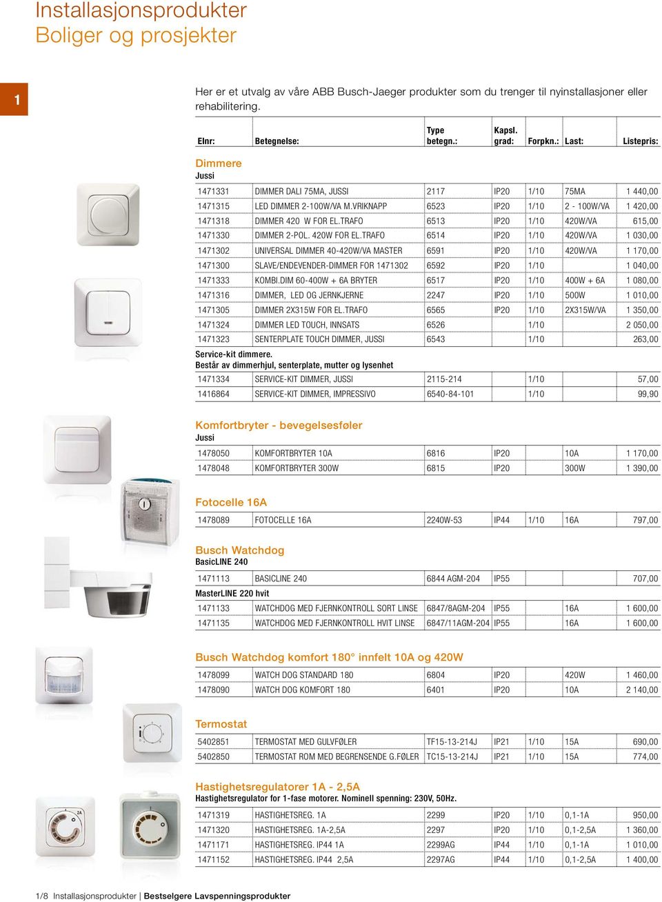 TRAFO IP0 /0 0W/VA 00,00 0 UNIVERSAL DIMMER 0-0W/VA MASTER IP0 /0 0W/VA 0,00 00 SLAVE/ENDEVENDER-DIMMER FOR 0 IP0 /0 00,00 KOMBI.