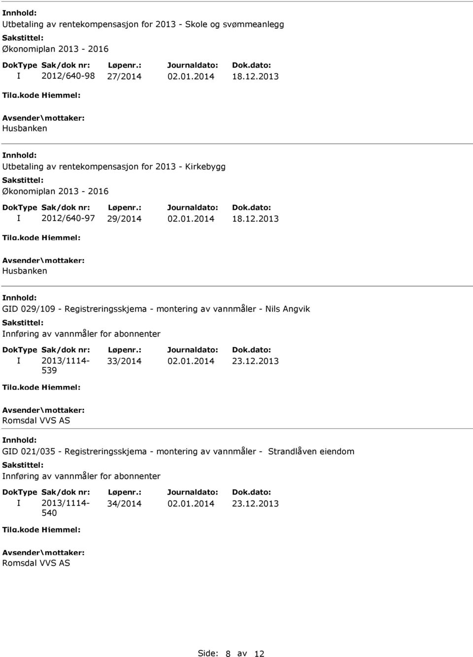 2013 Husbanken nnhold: tbetaling av rentekompensasjon for 2013 - Kirkebygg Økonomiplan 2013-2016 2012/
