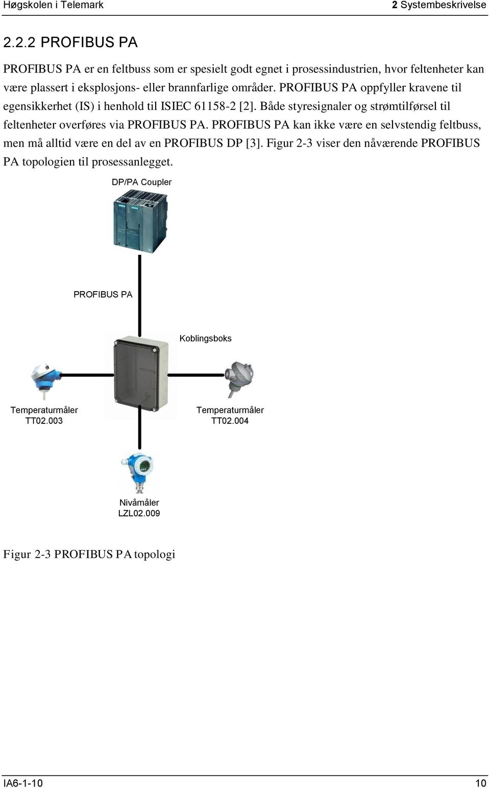 PROFIBUS PA kan ikke være en selvstendig feltbuss, men må alltid være en del av en PROFIBUS DP [3].