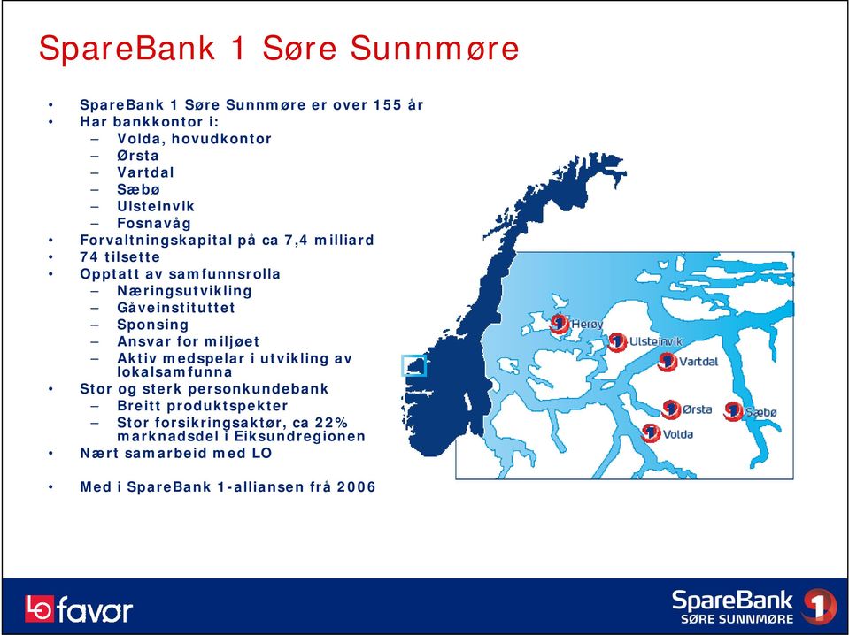 Gåveinstituttet Sponsing Ansvar for miljøet Aktiv medspelar i utvikling av lokalsamfunna Stor og sterk personkundebank