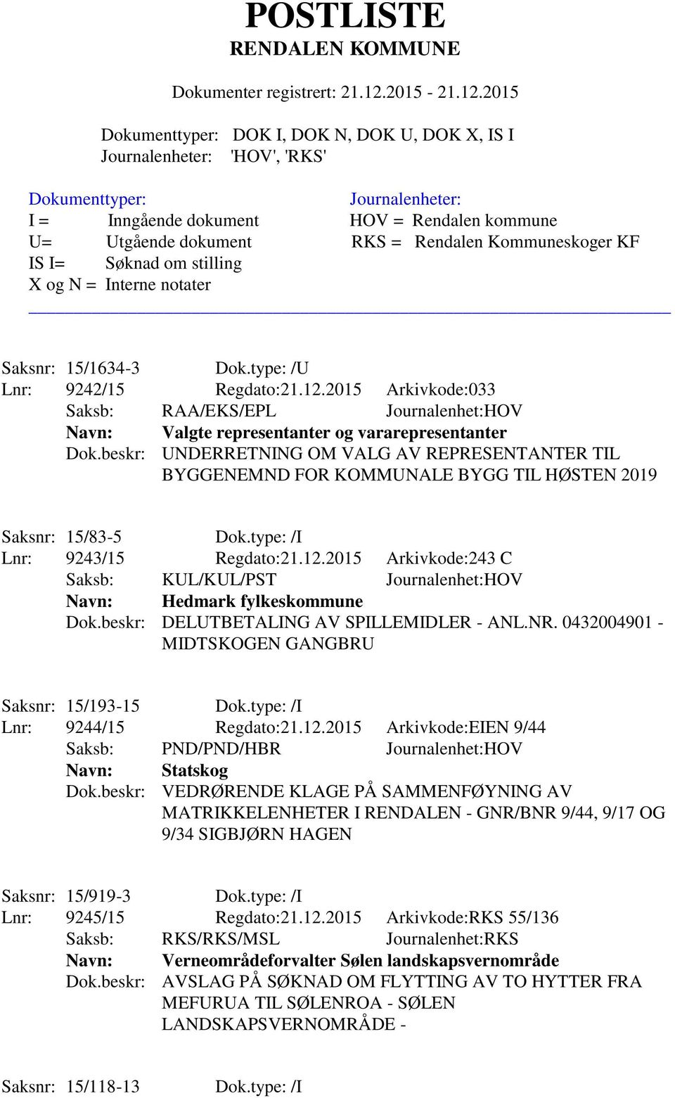 2015 Arkivkode:243 C Saksb: KUL/KUL/PST Journalenhet:HOV Navn: Hedmark fylkeskommune Dok.beskr: DELUTBETALING AV SPILLEMIDLER - ANL.NR. 0432004901 - MIDTSKOGEN GANGBRU Saksnr: 15/193-15 Dok.