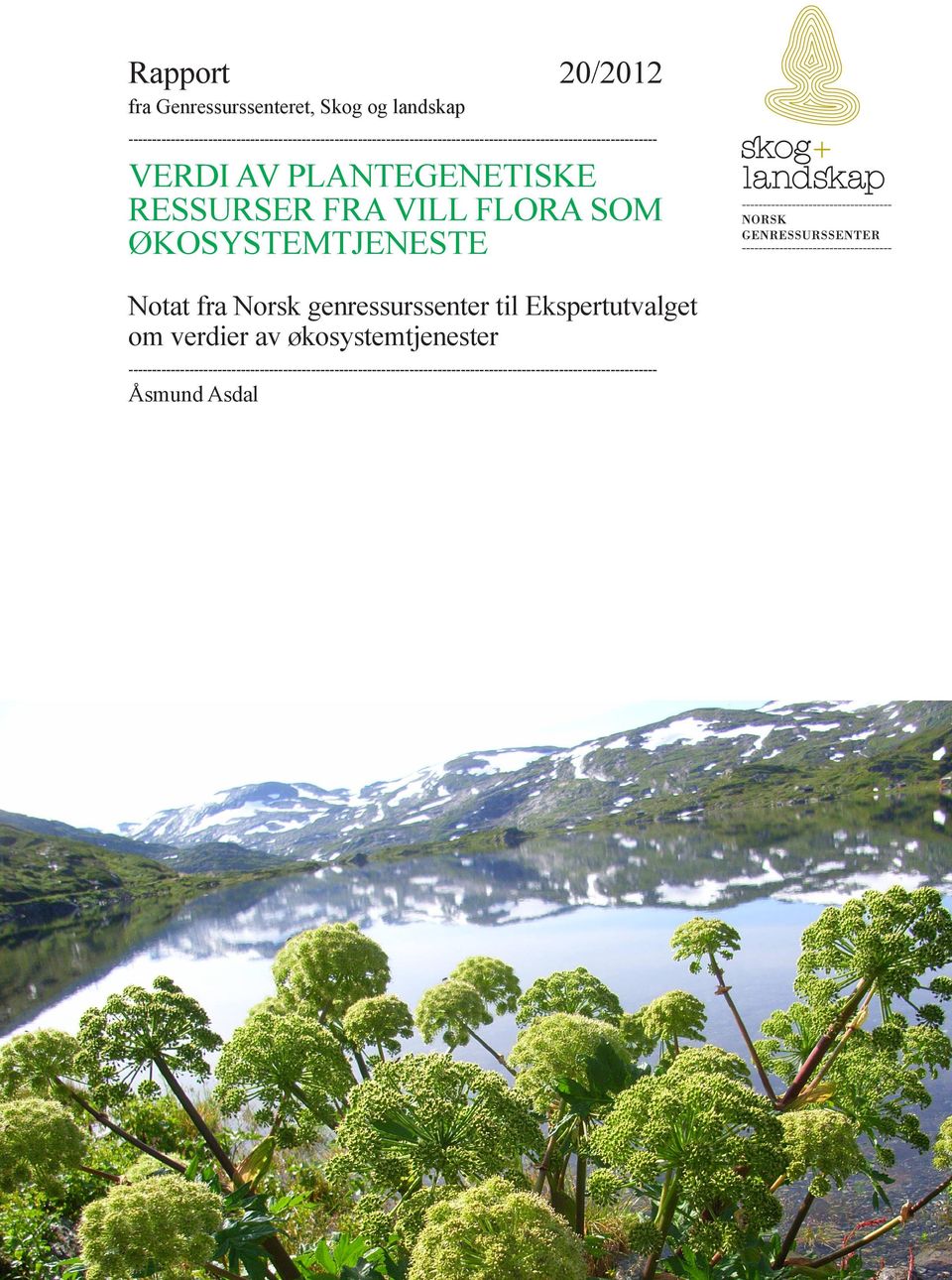 VERDI AV PLANTEGENETISKE RESSURSER FRA VILL FLORA SOM ØKOSYSTEMTJENESTE Notat fra Norsk genressurssenter til