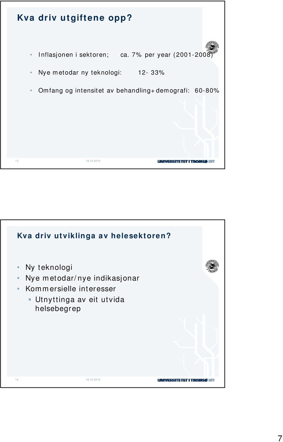 av behandling+demografi: 60-80% 13 Kva driv utviklinga av helesektoren?