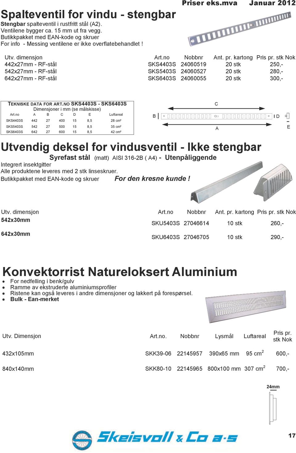 stk Nok 442x27mm - RF-stål SKS4403S 24060519 20 stk 250,- 542x27mm - RF-stål SKS5403S 24060527 20 stk 280,- 642x27mm - RF-stål SKS6403S 24060055 20 stk 300,- TKNISK T FOR RT.