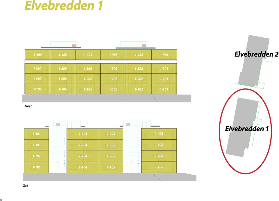 panel/fasadeplate V34 1-107 1-106 1-105 V51 1-103 1-102 V46 1-101 6550 Fasade Vest B1.1 Vest Angitt kotehøyde viser UK. panel/fasadeplate Fasade Vest B1.