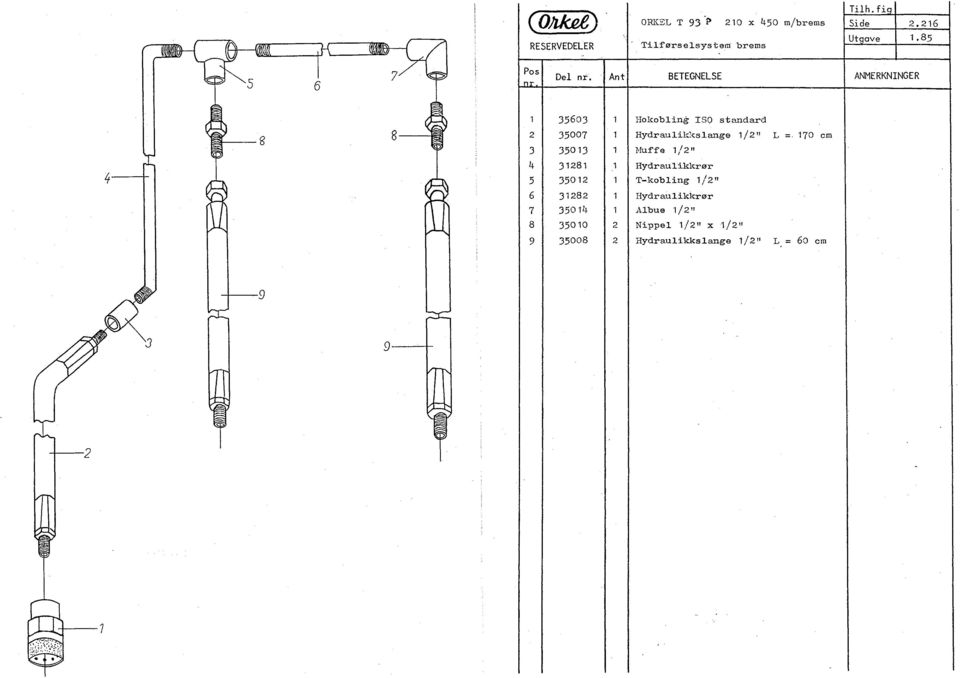 170 cm 3 35013 1 Muffe 1/2" 4 31281 1 Hydraul1.