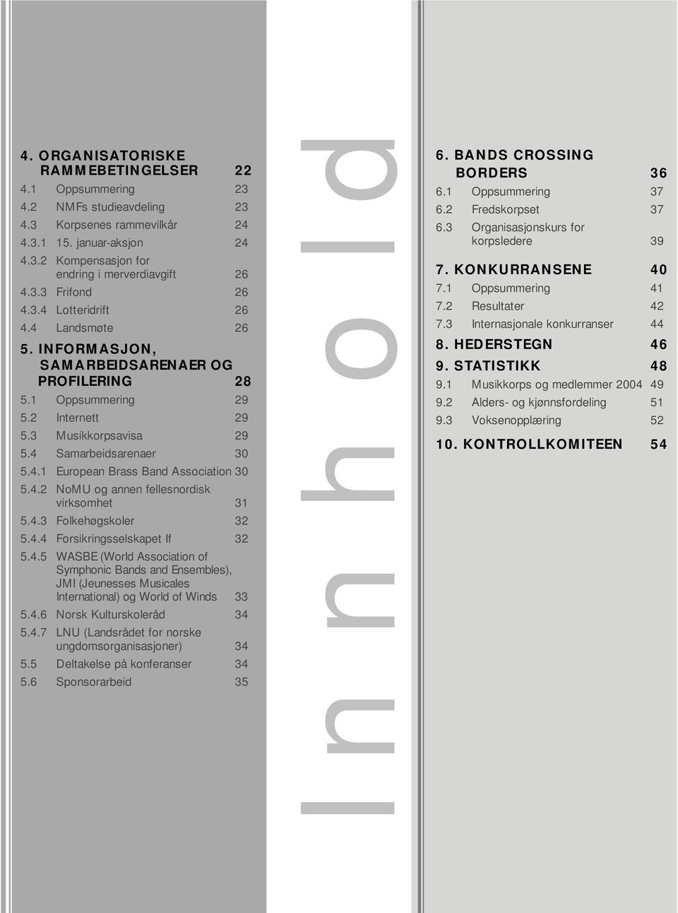 4.2 NoMU og annen fellesnordisk virksomhet 31 5.4.3 Folkehøgskoler 32 5.4.4 Forsikringsselskapet If 32 5.4.5 WASBE (World Association of Symphonic Bands and Ensembles), JMI (Jeunesses Musicales International) og World of Winds 33 5.