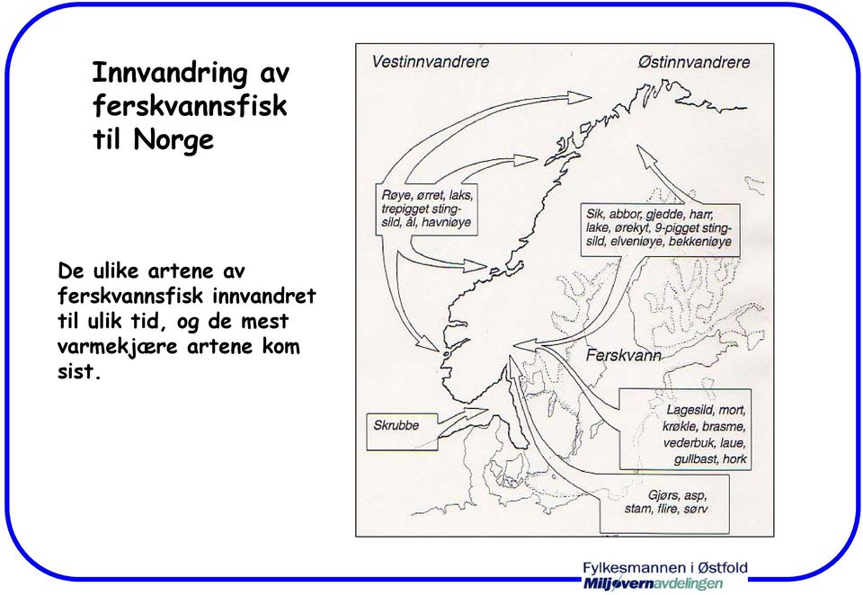 ferskvannsfisk innvandret til ulik