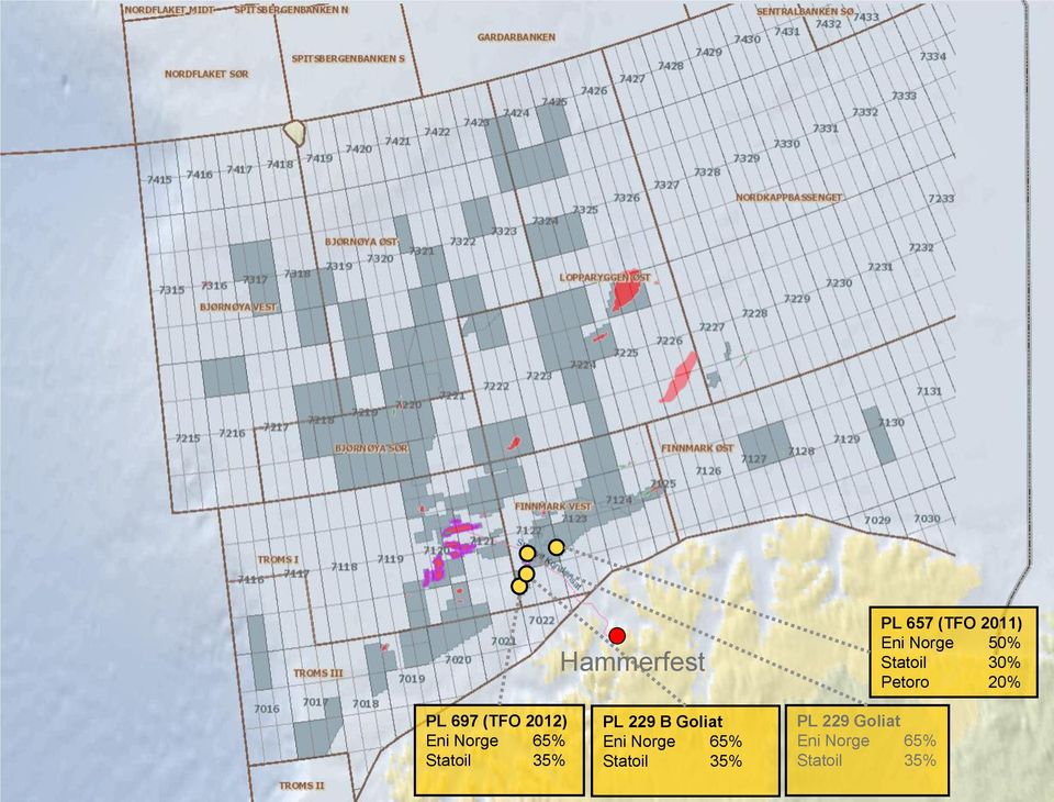 Statoil 35% PL 229 B Goliat Eni Norge 65%