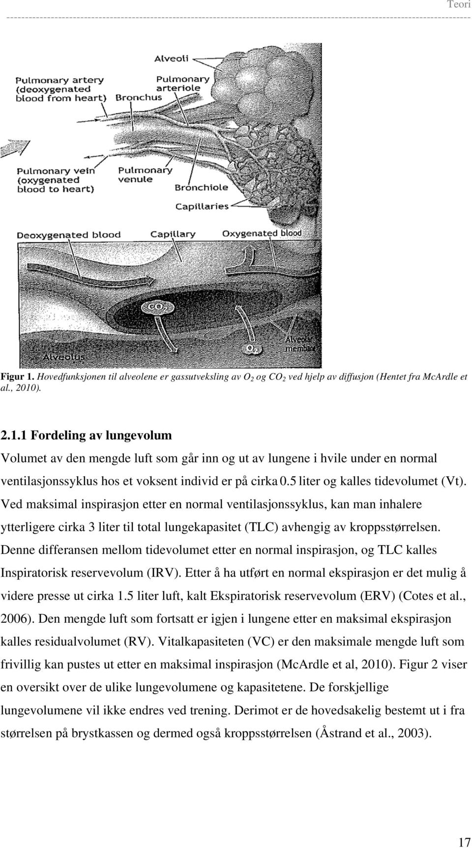 Denne differansen mellom tidevolumet etter en normal inspirasjon, og TLC kalles Inspiratorisk reservevolum (IRV). Etter å ha utført en normal ekspirasjon er det mulig å videre presse ut cirka 1.