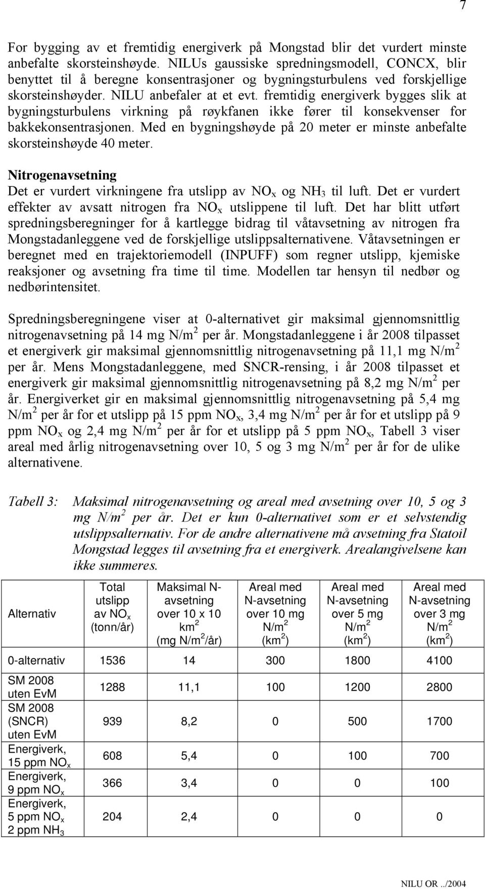 fremtidig energiverk bygges slik at bygningsturbulens virkning på røykfanen ikke fører til konsekvenser for bakkekonsentrasjonen.