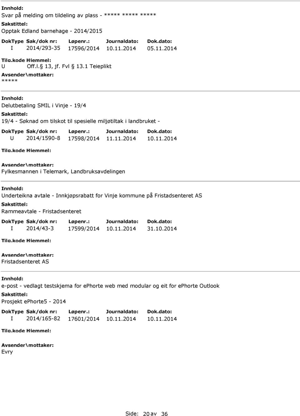 Telemark, Landbruksavdelingen nderteikna avtale - nnkjøpsrabatt for Vinje kommune på Fristadsenteret AS Rammeavtale - Fristadsenteret 2014/43-3