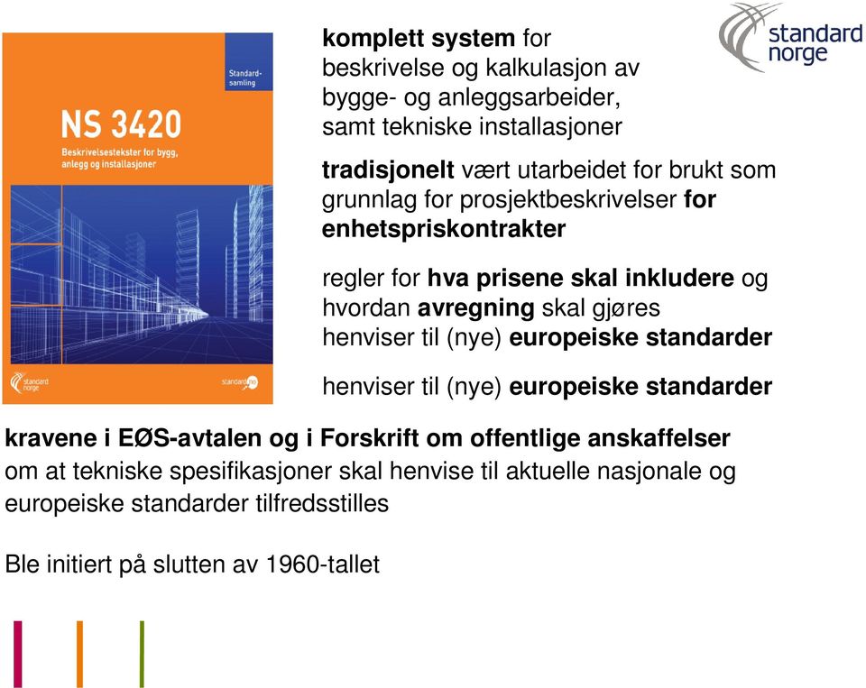 henviser til (nye) europeiske standarder henviser til (nye) europeiske standarder kravene i EØS-avtalen og i Forskrift om offentlige