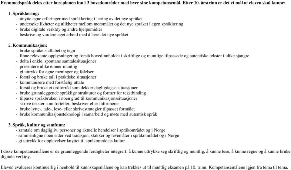 andre hjelpemidler - beskrive og vurdere eget arbeid med å lære det nye språket 2.