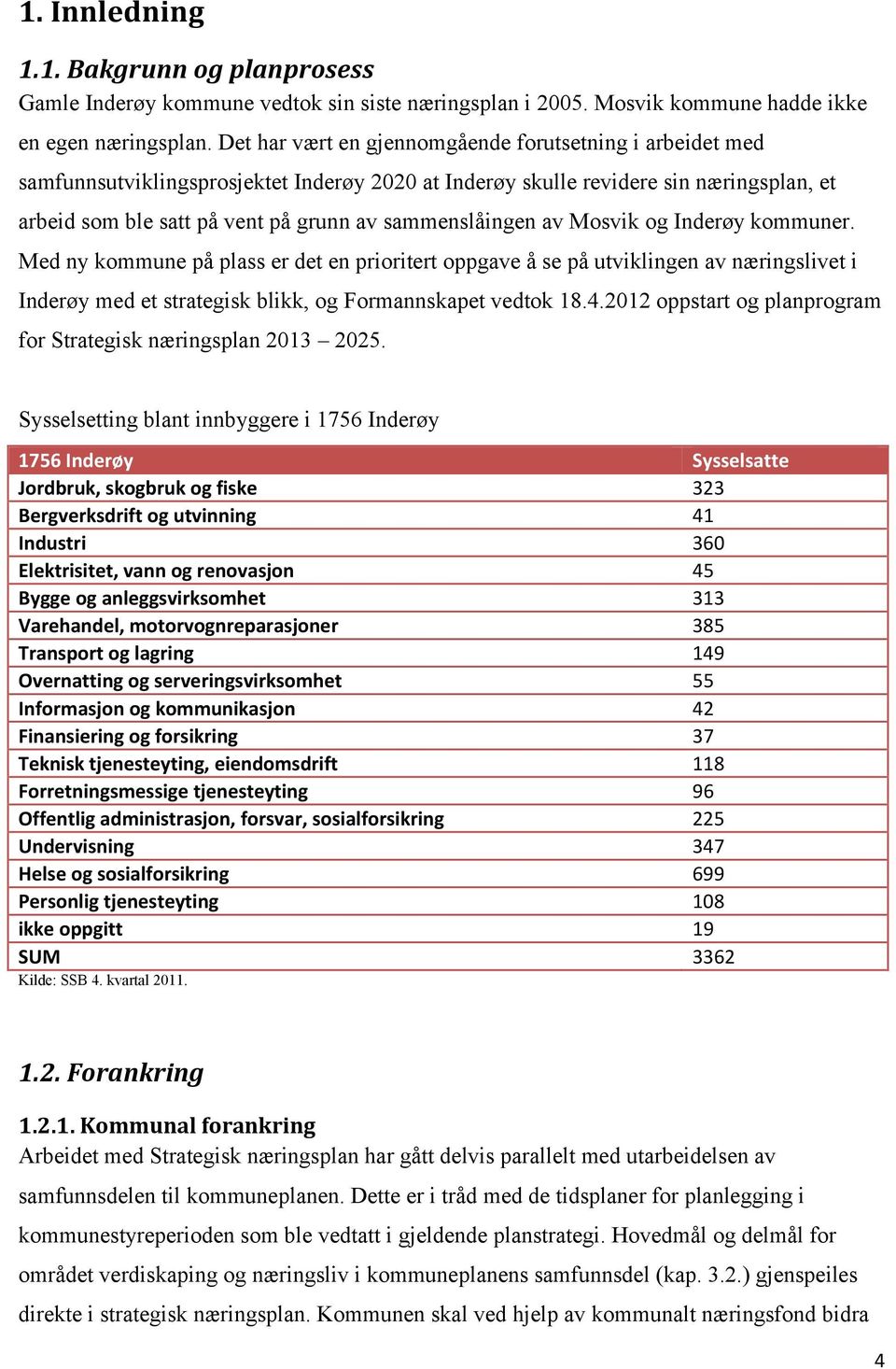 sammenslåingen av Mosvik og Inderøy kommuner. Med ny kommune på plass er det en prioritert oppgave å se på utviklingen av næringslivet i Inderøy med et strategisk blikk, og Formannskapet vedtok 18.4.